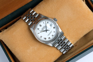 Rolex 1984 SS Datejust 16014 WhiteStick Dial Jubilee Bracelet w/ Original Rolex Box & Warranty Papers
