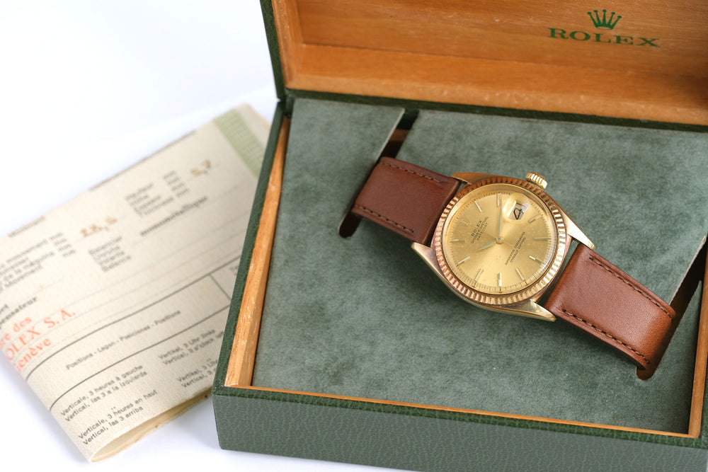 Rolex 1962 14K Yellow Gold 1601 Datejust 36mm Champagne Dial w/ Original Rolex Box & Warranty Papers