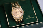 Rolex 1970s 18k Yellow Gold Day-Date Single Quickset 18038 model w/ Champagne Dial on President Bracelet