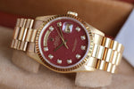 Rolex 1991 UNPOLISHED 18k Yellow Gold 18238 Factory GLOSSULAR Stone Diamond Dial w/ Original Rolex Box & Warranty Papers
